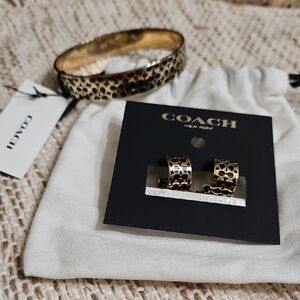 Coach Black and Gold Bracelet And Earrings